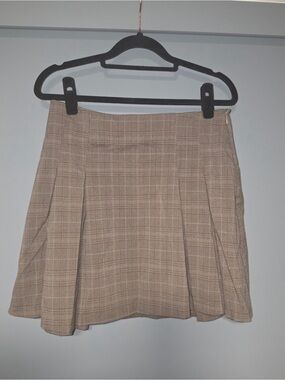 Mango Beige Plaid mini Skirt